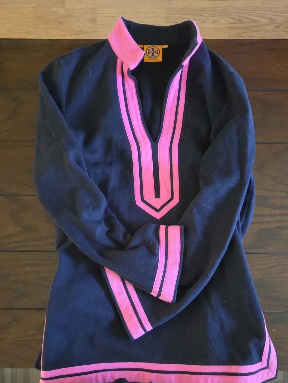 Tory Burch Navy and Pink Winter Weight Tunic Top/Sweater